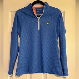 Peter Millar Blue Long-Sleeve 1/4 Zip Pullover with Yellow Logo